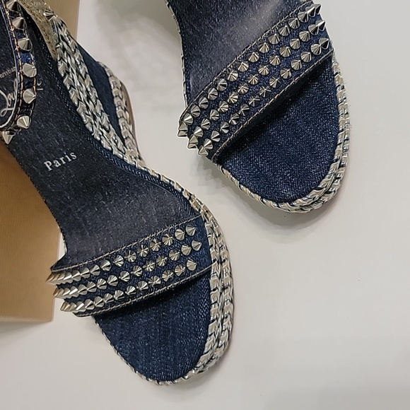 Christian Louboutin Madmonica 120 Denim Platform Wedges - Picture 10 of 14